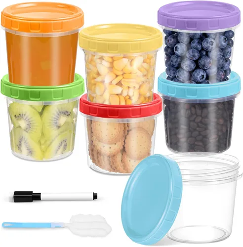 Vista 16 de Yomarket Envases de plástico con tapas de 10 oz, paquete de 12 unidades, pequeños contenedores apilables para congelador, reutilizables