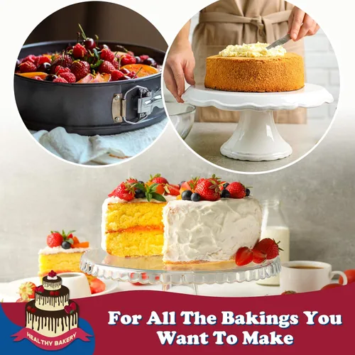 Vista 5 de HIWARE Molde para Cheesecake Antiadherente de 9 Pulgadas Molde Desmontable con Fondo Extraíble/A Prueba de Fugas - Negro