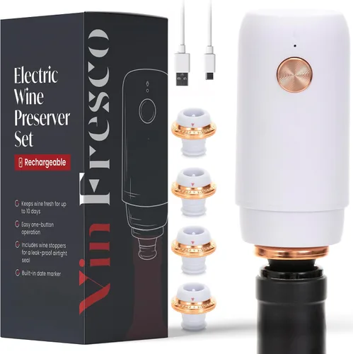 Preservador eléctrico de vino, ahorrador de vacío recargable con sello hermético, bomba de extracción de aire automática para 10 días de sabor y