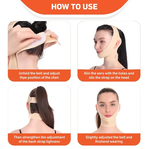 Vista 5 de Correa de barbilla posquirúrgica para mujer, compresión de cuello y barbilla, correas para la cara, ajuste de la papilla, levantamiento de barbilla