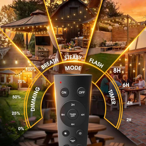 Vista 3 de addlon - Serie de luces LED para exteriores de 7.6 m con focos Edison irrompibles, cadena resistente a la intemperie y de grado comercial, luces