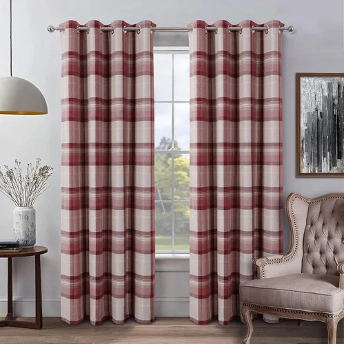 Vista 27 de always4u - Cortinas de cuadros beige con ojales, aspecto de lana, modernas para sala de estar y dormitorio, decoración del hogar, cortinas a