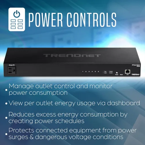 Vista 7 de TRENDnet PDU administrado de 6 tomas, TPI-06, unidad de distribución de energía para montaje en rack, certificado UL, 1 toma de corriente