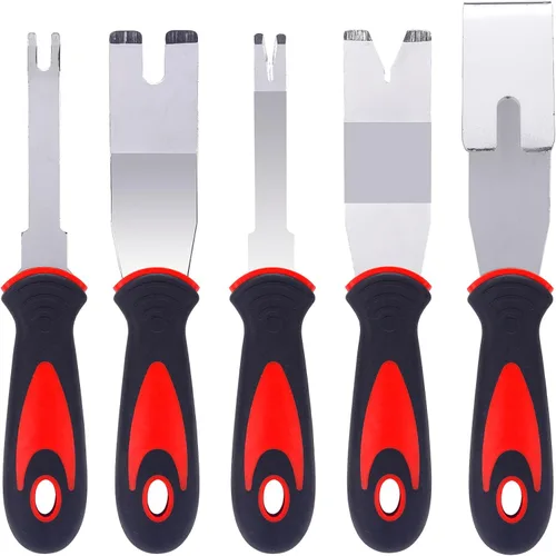 Vista 2 de Kit de herramientas de extracción de molduras y extractor de panel de puerta, juego de herramientas de palanca de metal, kit de removedor de clip