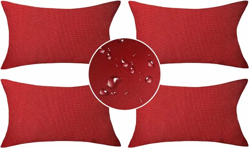 Vista 25 de Demetex Fundas de almohada de exterior impermeables de 16 x 16 pulgadas, fundas de almohada decorativas de lino para sala de estar, balcón y jardín