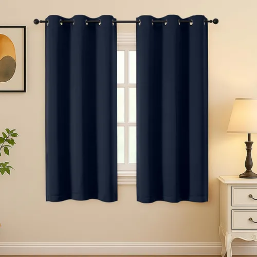 Vista 39 de Simplebrand Juego de 2 paneles de cenefa aguamarina para ventana de cocina de 14 pulgadas de largo, cortinas de oscurecimiento de habitación