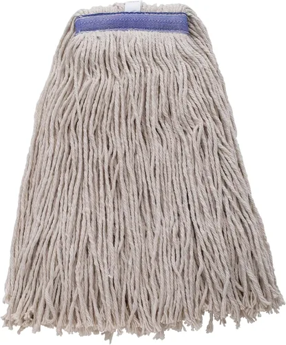Winco Cabezal de trapeador comercial de mezcla de polialgodón, extremo cortado, 24 onzas, color blanco
