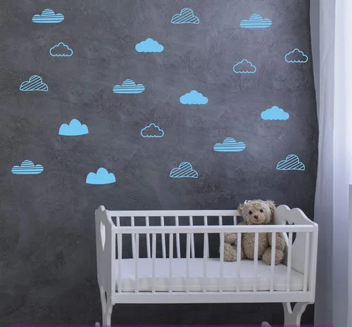 Vista 4 de Calcomanías de pared de nubes, calcomanías de pared para habitación de niños, calcomanías de pared de nube, calcomanías de vinilo para bebés, niños