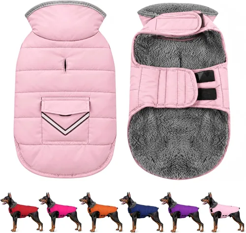 Vista 13 de MIGOHI - Abrigo de invierno cálido para perros - Chaqueta de invierno para perro, chaleco reflectante con forro polar, resistente al viento
