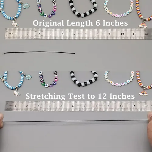 Vista 4 de Cuerda elástica para pulseras, 1 mm x 100,6 metros de cordón elástico resistente para hacer joyas, collares, cuentas - Negro