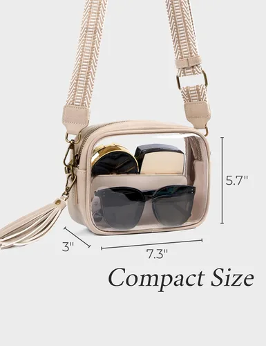 Vista 3 de Yarnic Bolsa Transparente Aprobada para Estadios, Bolso Cruzado Transparente de PVC Bolsa Cruzada Pequeña Transparente con Correa de Hombro Ajustable