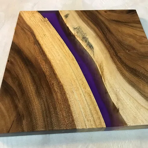 Vista 47 de Mesa de epoxi transparente, mesa de sofá con forma cuadrada, mesa auxiliar de resina de madera, mesa de centro de madera con borde natural para sala