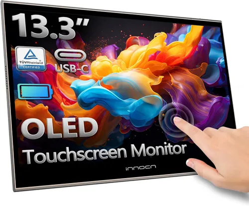 INNOCN Monitor portátil de 13.3 pulgadas con pantalla táctil 13Q1F | OLED | 1080P FHD | USB C, HDMI | con batería | para laptop, PC, Xbox, Mac, PS5,