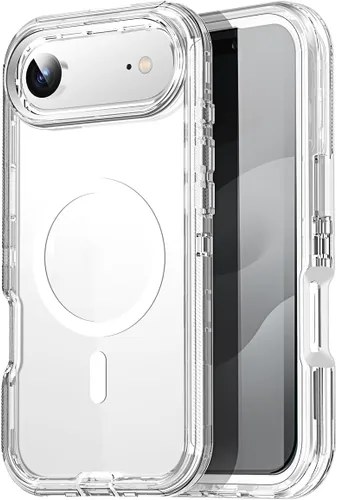 Vista 13 de AICase Funda transparente compatible con MagSafe 3 en 1, resistente protección contra caídas, cuerpo completo, a prueba de golpes y polvo, 3 capas