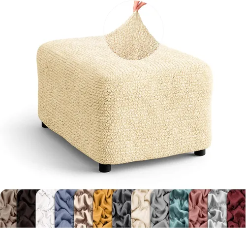 Vista 45 de PAULATO BY GA.I.CO. Funda otomana grande para taburete, funda de tela de poliéster suave, protector elástico de muebles de 1 pieza, colección Mango