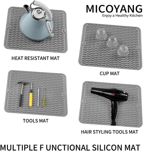 Vista 780 de MicoYang Alfombrilla de Silicona para Secar Platos de Múltiples Usos, Fácil de Limpiar, Ecológica, Alfombrilla de Silicona Resistente al Calor