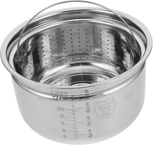 COLLBATH 1 juego de olla de arroz de acero inoxidable con bandeja de vapor olla de cocción interior para olla a presión eléctrica, fácil drenaje de