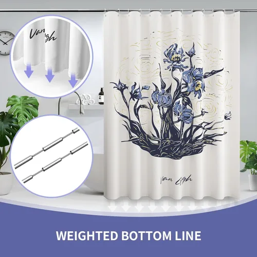 Vista 3 de Cortina de ducha de arte LaCyan (Irises Grande)