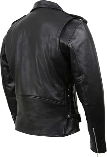 Vista 9 de Milwaukee Leather - Chaqueta clásica para hombre con encaje lateral estilo policía M/C, Negro