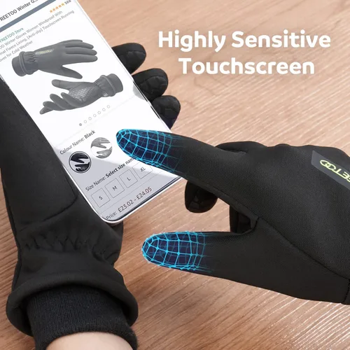 Vista 4 de FREETOO Winter Gloves for Women, Stylish Double Locking Thermal Running Gloves, Warm Waterproof Touchscreen Driving Gloves