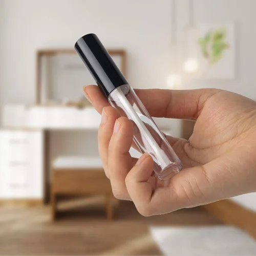 Vista 4 de GTHER 10 recipientes vacíos de brillo de labios de 0.3 fl oz con varita, botellas de bálsamo labial recargables, contenedor de muestra de lápiz