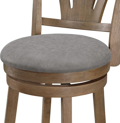 Vista 7 de OSP Home Furnishings Miller - Taburete giratorio con marco de madera de roble, piel sintética gris paloma