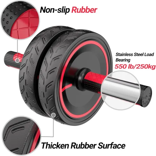 Vista 2 de READAEER Rueda de rodillo abdominal, equipo de entrenamiento resistente para gimnasio en casa, mango de metal profesional con superficie de goma
