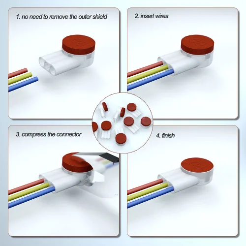 Vista 5 de UR2 IDC - Conector a tope autopelante, aislado y resistente a la humedad, cable a cable para 2 o 3 cables (50)