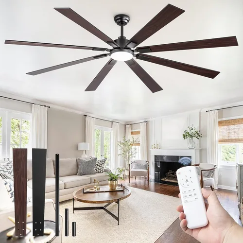 Vista 12 de ZMISHIBO Ventiladores de techo de 72 pulgadas de bronce aceitado, con luces y control remoto, para interiores/exteriores, ventilador de techo