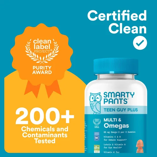 Vista 8 de Gomas de multivitaminas para adolescentes SmartyPants - Fórmula mejorada: Omega 3 (DHA/EPA), vitamina D3, C, vitamina B12, B6, A, K y zinc, ácido