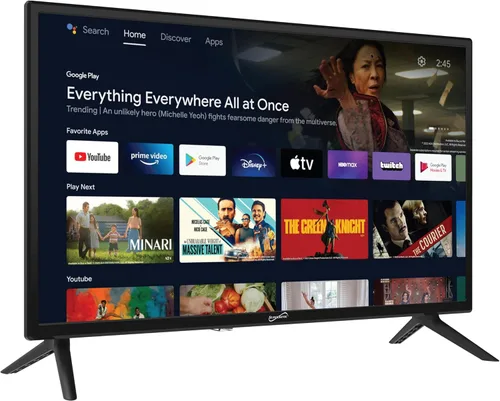 Vista 6 de Supersonic SC-2450GTV-A 24 pulgadas DLED Smart HDTV con asistente de Google, sistema ATSC y NTSC, entrada USB HDMI, WiFi, resolución de 1080p