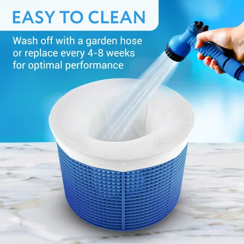 Vista 5 de IMPRESA Paquete de 10 calcetines de malla de nailon reutilizables con filtro para cestas de espumadera, se adapta a piscinas enterradas y sobre