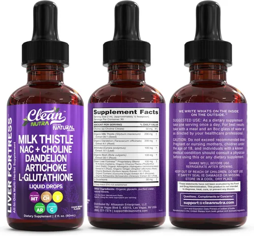 Vista 8 de Clean Nutraceuticals Gotas líquidas de suplemento de limpieza y reparación del hígado con extracto de diente de león, alcachofa, chanca piedra
