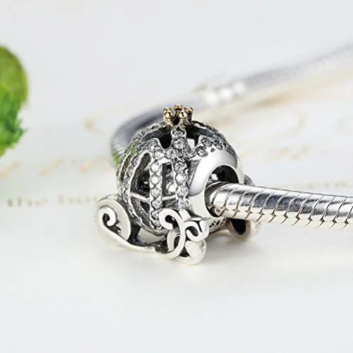 Vista 4 de BISAER Abalorio de plata de ley 925 con cuentas de cristal azul Hamsa para pulsera Pandora