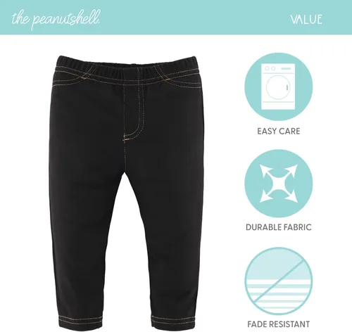 Vista 5 de The Peanutshell Jeggings de bebé para niños y niñas, mezclilla elástica súper suave, unisex, paquete de 4