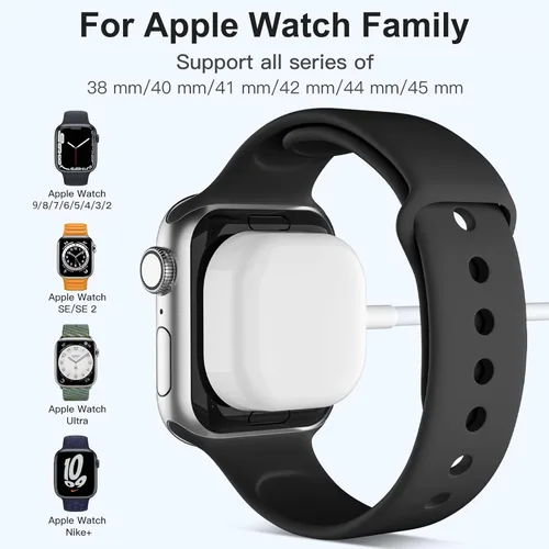 Vista 2 de Cargador USB iWatch compatible con cargador de Apple Watch, cable de carga rápida de 5 pies para i Watch Series 9, 8, 7, 6, 5, 4, 3, 2, SE/2, cable