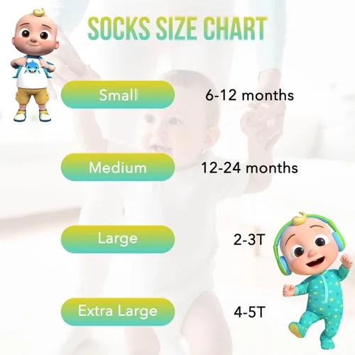 Vista 6 de Accessory Supply Cocomelon Socks 10 Pack Baby Socks and Toddler Socks 2T-5T Cocomelon socks for Toddler Boys