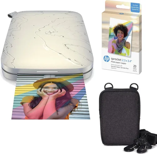 HP Sprocket Select - Impresora fotográfica instantánea portátil para dispositivos Android e iOS (Eclipse) Paquete de papel Zink