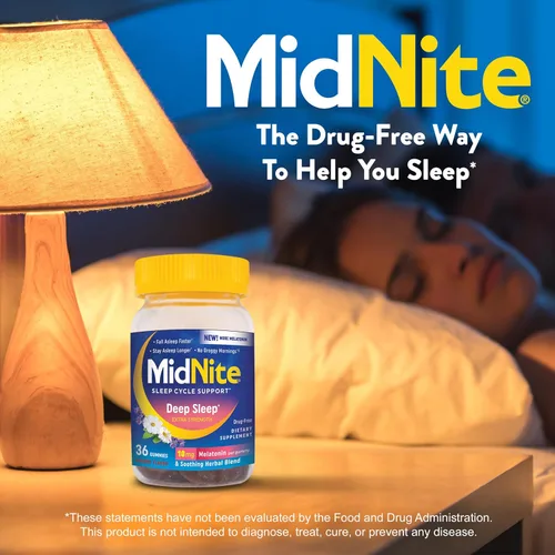 Vista 3 de MidNite Deep Sleep Extra Strength, 10 mg de ayuda para dormir de melatonina, sin hábito, suplemento dietético a base de hierbas para adultos, sin