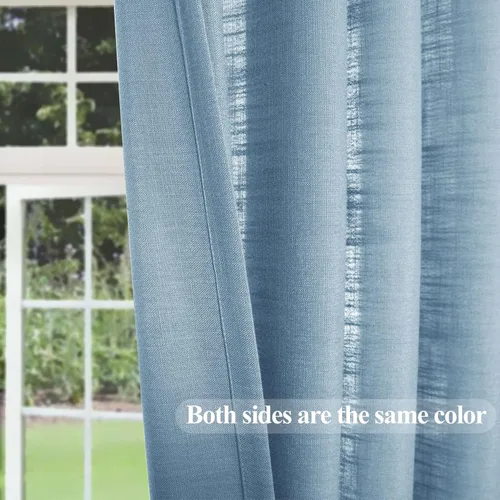 Vista 3 de Frelement Cortinas extralargas con ojales, cortinas de lino transpirables para techo alto, loft, dormitorio, cortinas altas con aislamiento térmico