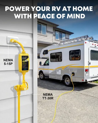 Vista 5 de Kohree Adaptador RV de 30 amperios a 110 voltios con protector de sobretensiones de 8000 julios, NEMA 5-15P a NEMA TT-30R 30 Amp a 15 Amp RV Cable