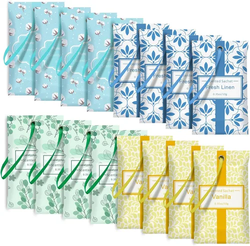 Vista 9 de SCENTORINI Sobres para cajones y armarios, bolsitas perfumadas de algodón para cajones y armarios del hogar, paquete de 14 bolsitas de fragancia