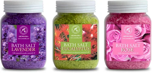Juego de sales de baño de 42 onzas – Lavanda – Rosa – Eucalipto – 100% sales de baño – Lavanda Rosa Eucalitpus Salt – Lo mejor para dormir bien –