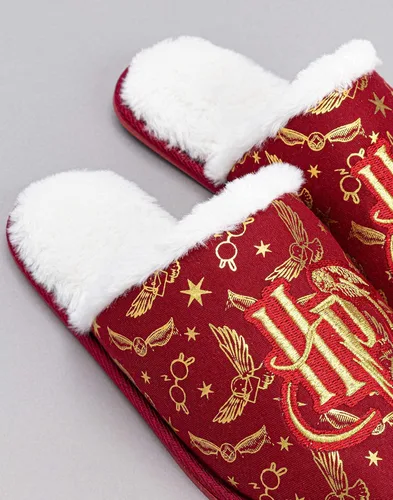 Vista 6 de Harry Potter Pantuflas para niñas y niños, zapatos de casa roja esponjosos, Rojo