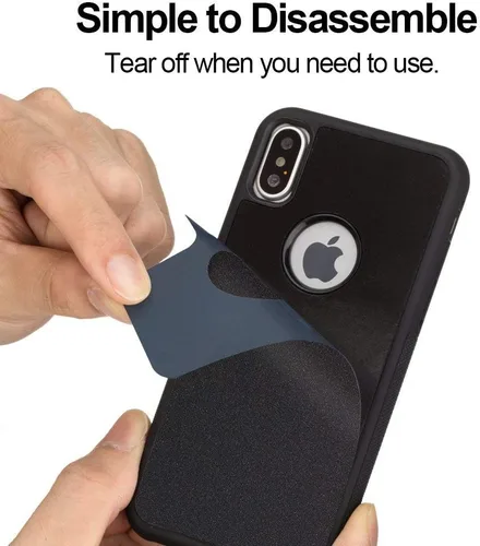 Vista 5 de Funda antigravedad para iPhone 15, funda antigravedad negra con succión adhesiva para selfie para iPhone 15 Magic Nano Stick en superficie plana