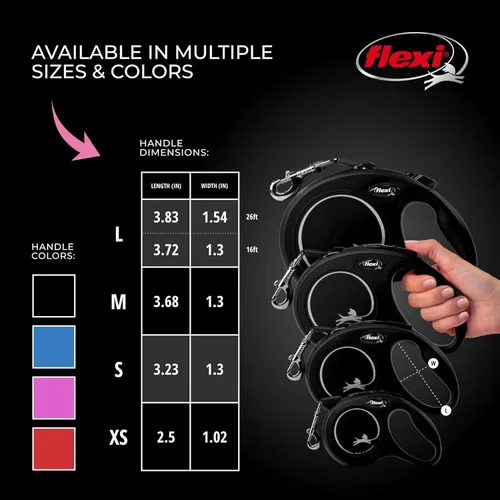 Vista 5 de FLEXI Correa Retráctil New Classic Cord para Perros Extra Pequeños de hasta 18 libras – 10 pies, Negro Correa para Caminar Mascotas Sin Enredos