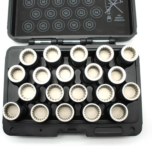 Vista 3 de TEMO Llave antirrobo del zócalo de la extracción de la tuerca de la rueda 20pc para Porsche Wheel Lock Nut Socket Adapter Anti-Theft Screw