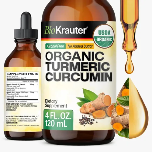 Gotas de curcumina de cúrcuma orgánica USDA para apoyo de movilidad, 4
