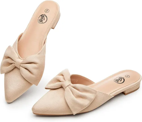 Vista 6 de Trary - Sandalias con lazo y puntera puntiaguda para mujer, modernas, talla 5 B- marrón