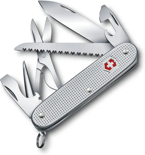 Victorinox Farmer X Alox Swiss Army Knife Cuchillo de bolsillo de 10 funciones fabricado en Suiza con hoja grande, sierra de madera, abridor de